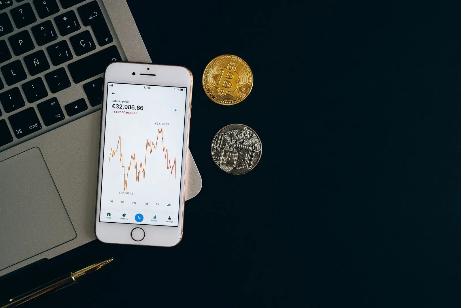 Cryptocurrency interface on a phone used as contextual imagery for ChainPeek